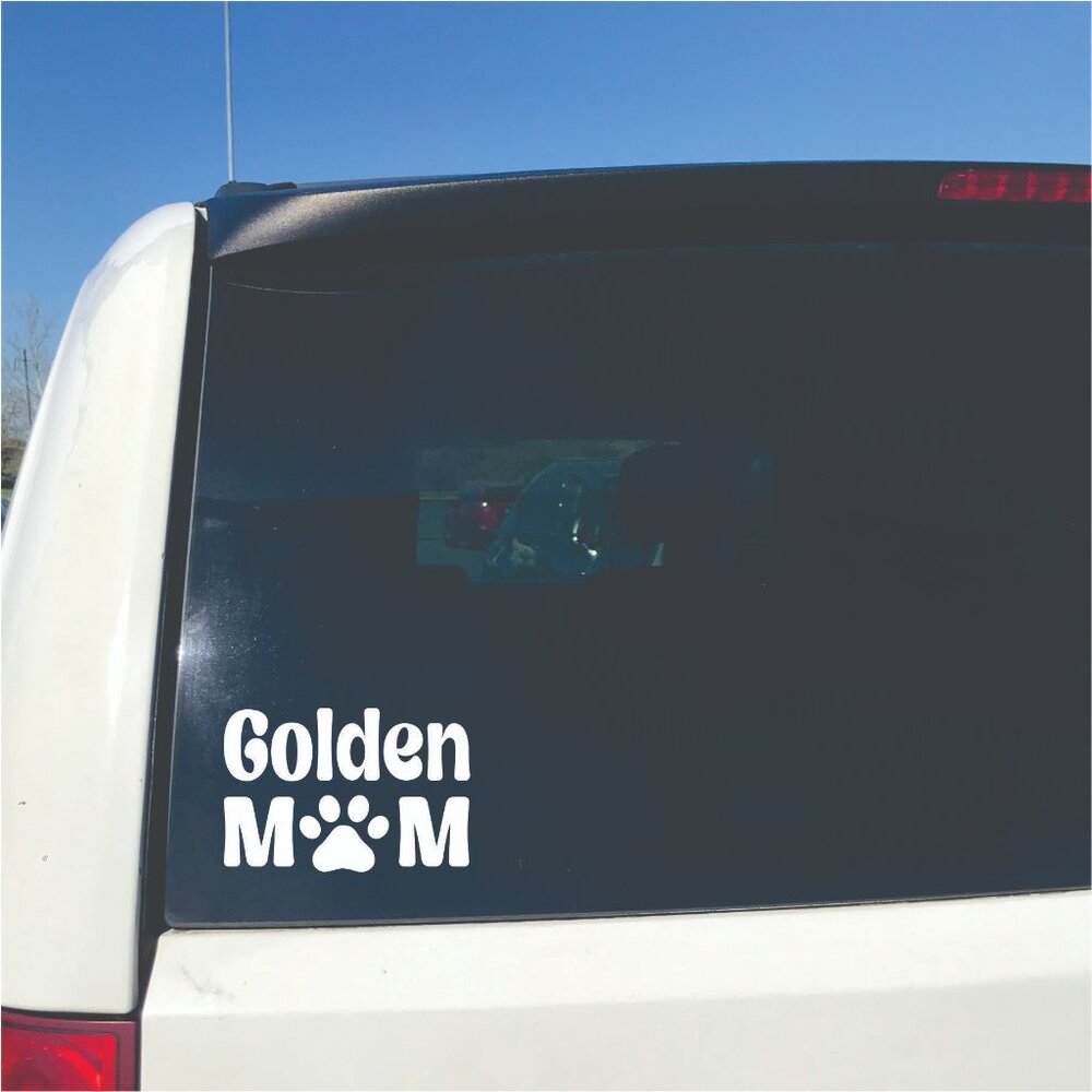 White Golden Retriever Dog Mom Vinyl Window Decal